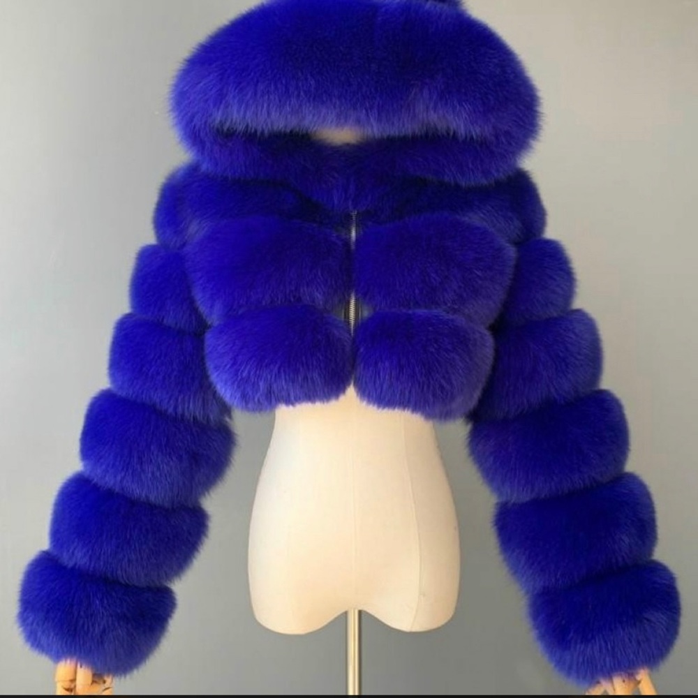 Blue fur jacket